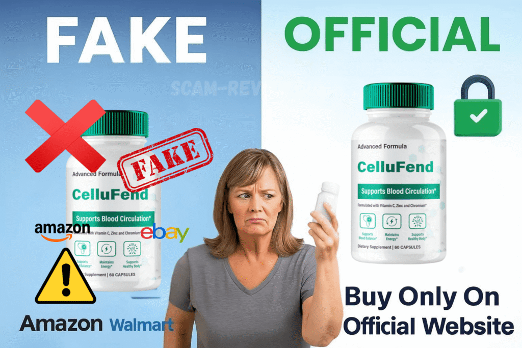 CelluFend scam fake and real bottle