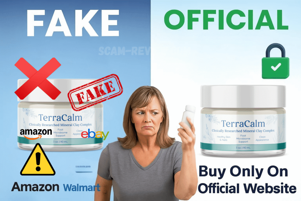TerraCalm scam fake and real bottle