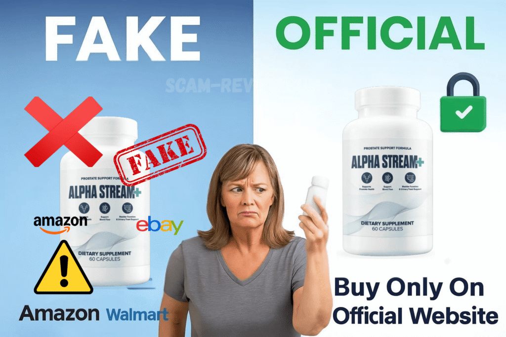 AlphaStream Plus scam fake and real bottle